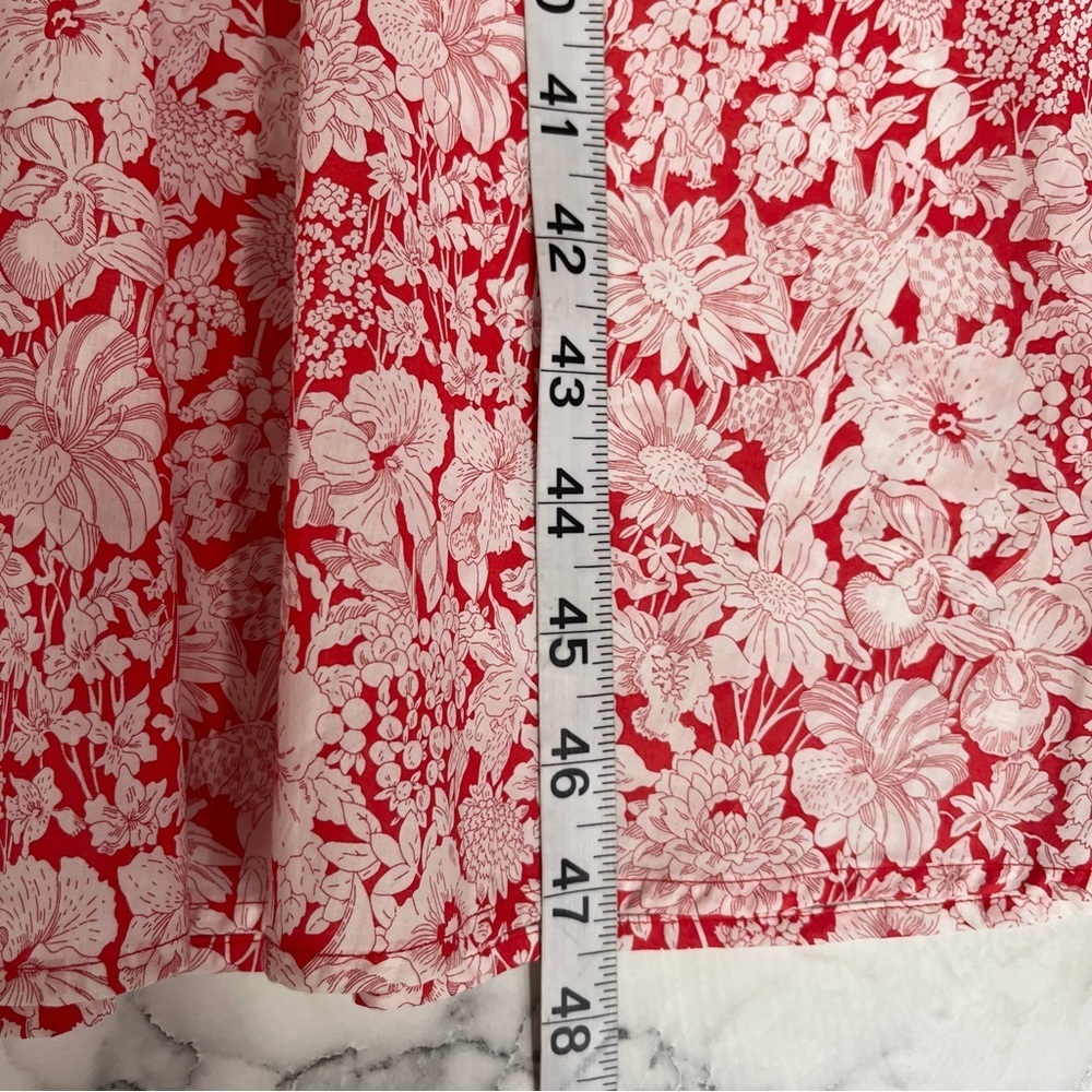 Liberty Fabric for Antonio Melani Red White Floral Tie Midi Dress Sleeveless 0 - Picture 8 of 11